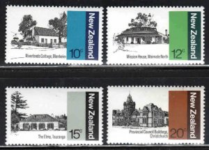 New Zealand #681-84 ~ Cplt Set of 4 ~ Houses, Buildings ~ Mint, NH  (1979)