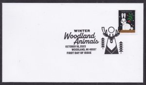 US 5823 Winter Woodland Animals Rabbit BWP FDC 2023