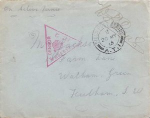 Great Britain Soldier's Free Mail 1915 Field Post Office, A.T.1 Western Front...