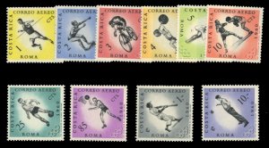 Costa Rica #C303-312 Cat$15.65, 1960 Olympics, complete set, never hinged