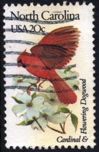 SC#1985A 20¢ State Birds & Flowers: North Carolina; Perf 11¼ x 11 (1982) Used