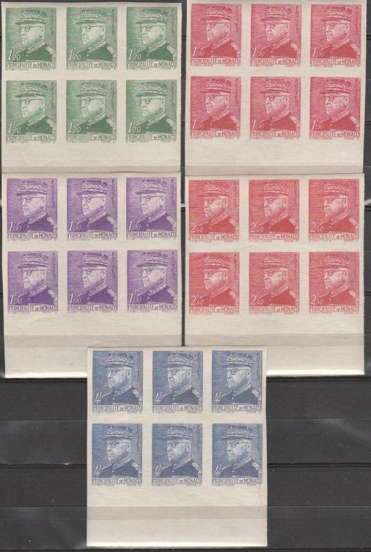 Monaco #185, 187, 187A, 188, 190 MNH VF Blocks Of 6 (SU3459)