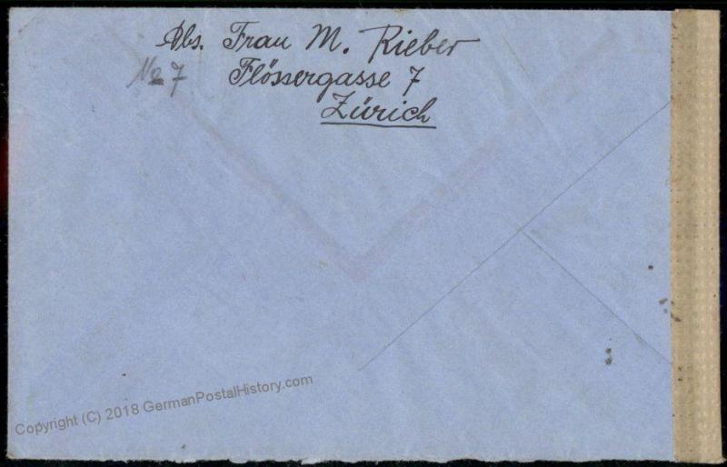 3rd Reich Swiss Volunteer Heimat-Front Feldpost Cover France 70280