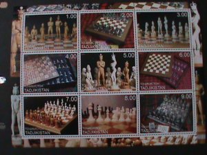 TAJIKISTAN 2000 WORLD FAMOUS NUDE CHESS & CHESS BOARD-MNH-SHEET VF RARE