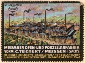 Vintage Germany Poster Stamp Meissner Oven Porcelain Factory vorm. C. Teichert