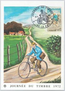 63529  -  FRANCE - POSTAL HISTORY: MAXIMUM CARD 1972 - BICYCLE Journee du Timbre