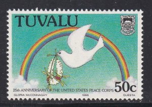 Tuvalu # 362, Peace Corps 25th Anniversary - Rainbow,. Mint NH, 1/2 Cat.