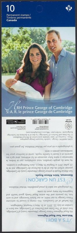 HRH PRINCE GEORGE OF CAMBRIDGE= ROYALTY = Booklet of 10 MNH Canada 2013 #2686a