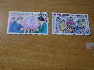 Djibouti  #  513-14  used   Chess