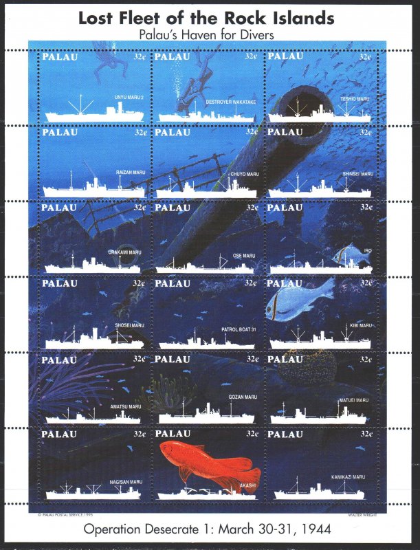 Palau. 1995. ml 868-85. Ships, disaster. MNH.