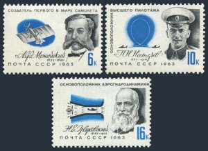 Russia 2772-2774, MNH.Mi 2794-2796. Aviation Pioneers, 1963: Mozhaisky, Nesterov