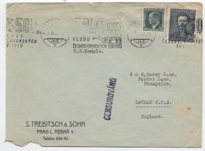 1938 Czechoslovakia cover to London Sep. 21 [y1829]