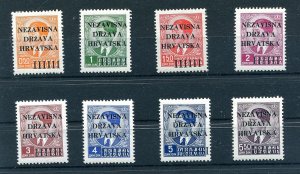 NDH CROATIA GERMAN PUPPET STATE 1941 VERY SCARCE OVPT SET SCOTT 1-8 PERFECT MNH