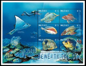 Maldives 2000 - Fish - Sheet of 6 Stamps - Scott #2482 - MNH