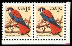 US Sc 2477 XF/MNH Corner Pair - 1995 1¢ Kestral - Very Well Centered