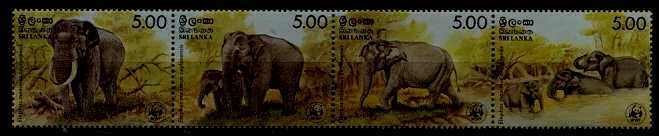 Sri Lanka 803 MNH WWF-86/Elephants SCV72.50