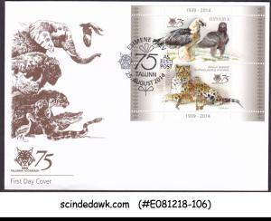 ESTONIA - 2014 75th ANNIVERSARY OF THE TALLINN ZOO / BIRDS - M/S FDC