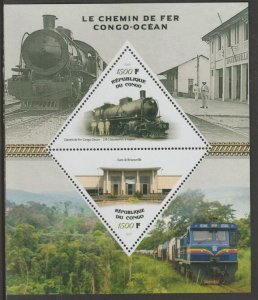 CONGO B - 2019 - Railways - Perf 2v Sheet - MNH - Private Issue