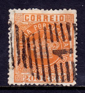 PORTUGUESE INDIA — SCOTT 63 — 1877 200r ORANGE CROWN — USED — SCV $17