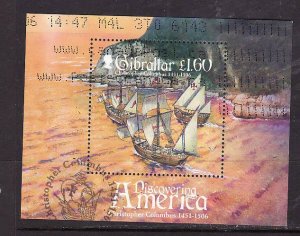 Gibraltar-Sc#1060-used sheet-Ships-Christopher Columbus-2006-