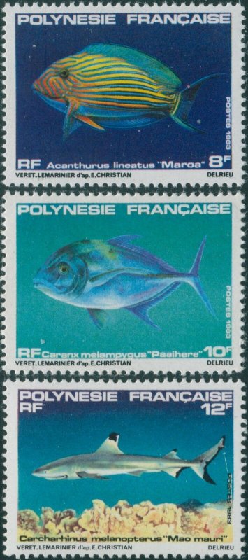 French Polynesia 1983 Sc#373-375,SG386-388 Fish set MNH