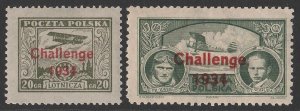 POLAND 1934 Challenge overprint set 20gr & 30gr. MNH **.