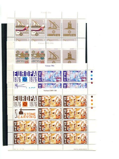 Malta 1972-1979  Europa 25  mini sheets   Mint VF NH