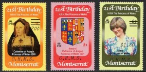 Montserrat Stamp O62-O64  - Princess Diana, 21st birthday