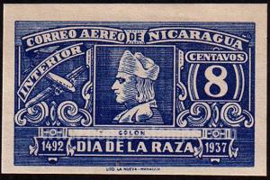 Nicaragua SG#993d Mint - 1937 8c. - Aircraft, Personalities