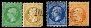 1862-71 FRANCE #23 & 25-27 NAPOLEON - USED - FINE+ - $33.35 (ESP#2758)