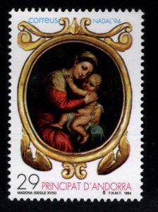Andorra  (Spanish) Scott 231 Christmas Navidad MNH** 1994 Madonna painting stamp