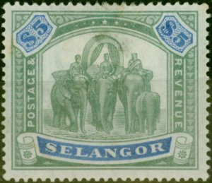 Selangor 1895 $5 Green & Blue SG64 Good MM