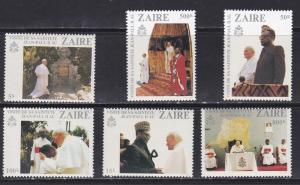 Zaire # 1013-1018, Pope John Paul II Visit, NH, Half Cat