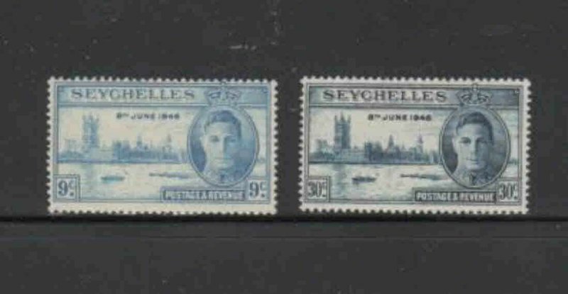 SEYCHELLES #149-150 1946 PEACE ISSUE MINT VF NH O.G aa