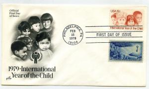 1772 International Year of the Child, ArtCraft combination, (+1085) FDC