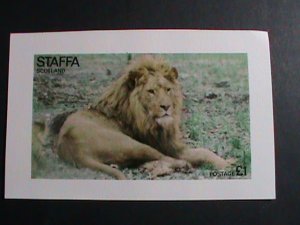 ​SCOTLAND-STAFA STAMP- KING OF THE FOREST-LION-IMPERF-MNH S/S SHEET VERY FINE