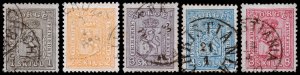 Norway Scott 11-15 (1867-68) Used VF Complete Set, CV $336.00 J