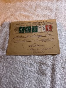 HOTEL DES NEGOCIANTS,FRANCE .1908..COVER…TO. MILAN..ITALY