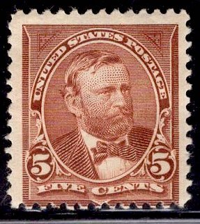 US Stamp #255 5c Chocolate Grant MINT Hinged SCV $120