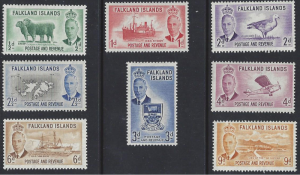 Falkland Is. #107-14 mint short set, various designs, issued 1952