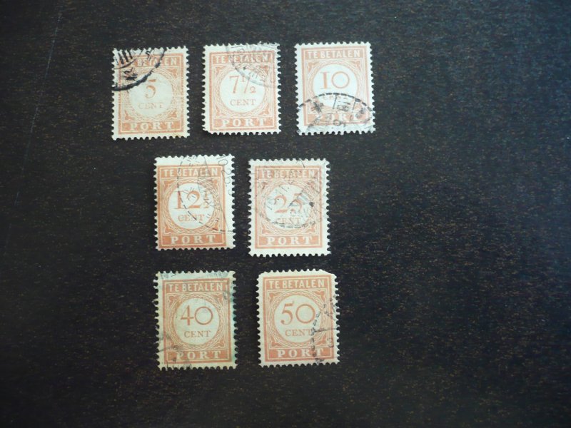 Stamps - Netherlands Indies-Scott#J28-J31,J34,J37-J38- Used Part Set of 7 Stamps