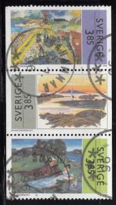 Sweden 1996 used Scott #2176-#2178 Strip of 3 3.85k Paintings