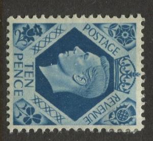 Great Britain - Scott 247 -KGVI Definitive -1937 - MLH-WmkS - Single 10p - Stamp