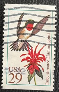 US #2642 Used - 29c Bird and Flower (Ruby-throated Hummingbird) 1992 [US48.1.2]