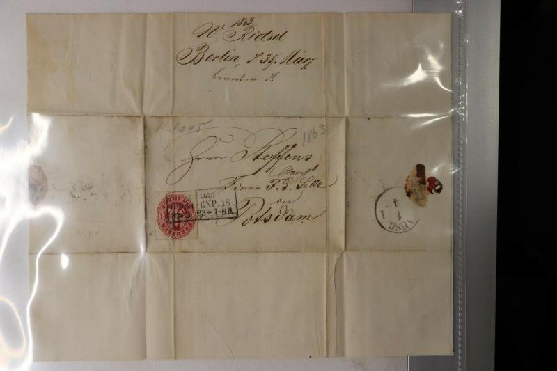 German Prussia #17 1sg cover 1863 folded letter Berlin Potsdam Germany DC