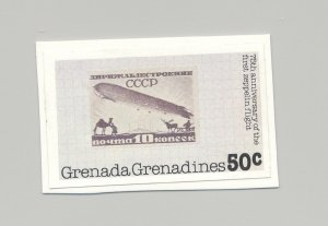 Grenada Grenadines #267 Stamp on Stamp, Zeppelins, Camel 1v Imperf Proof on Card