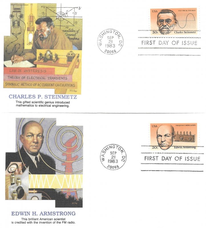 1983 FDC, #2055-2058, 2058a, 20c American Inventors, Fleetwood (5)