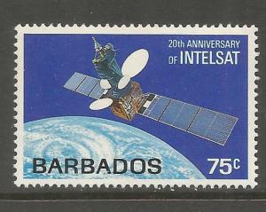 BARBADOS 669  MINT HINGED, SATELLITE ORBITING EARTH