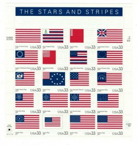 Stars and Stripes American Flags Sheet of Twenty Stamps Scott 3403a