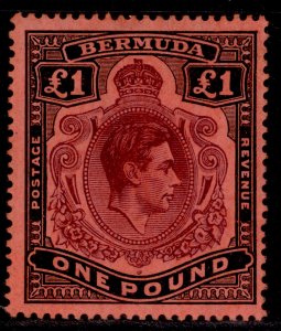 BERMUDA GVI SG121b, £1 pale purple & black/pale red, LH MINT. Cat £80.